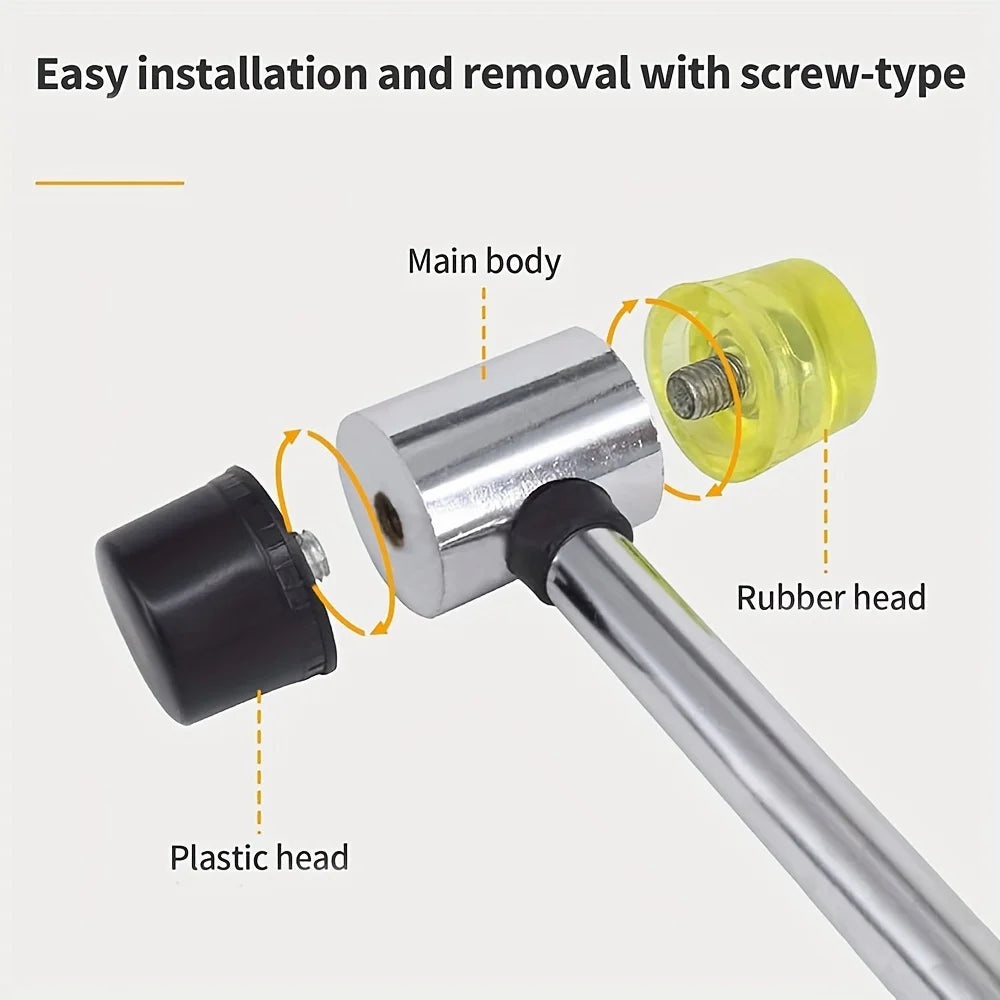 Double-Sided Rubber Mallet – Soft Plastic Hammer for Jewelry, Leather Craft, Woodwork, and Flooring Installation