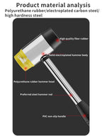Rubber Mallet, Dual Head Soft Hammer, Insulated Detachable Handle for DIY & Home Tools,20/25/30/35/40mm