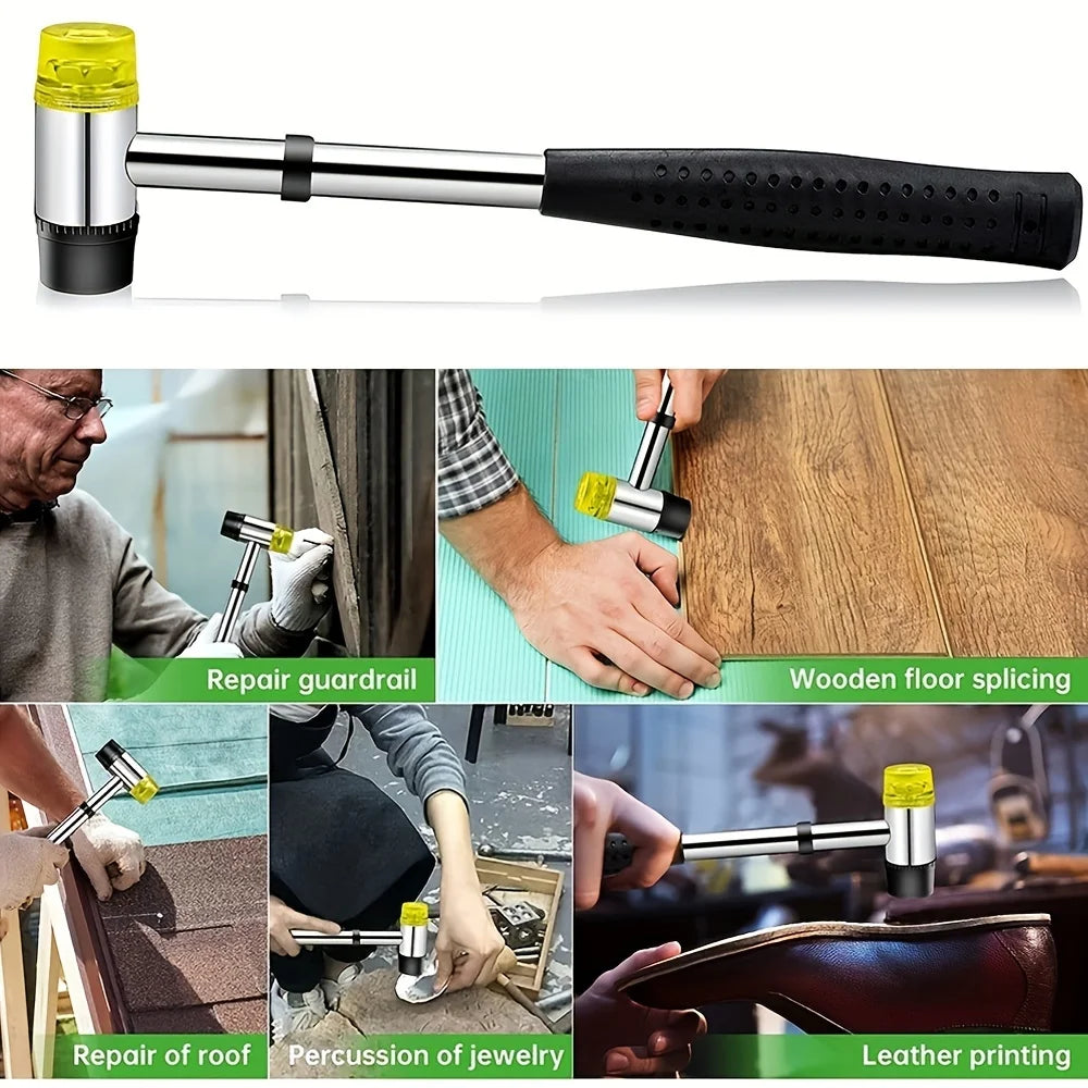 Double-Sided Rubber Mallet – Soft Plastic Hammer for Jewelry, Leather Craft, Woodwork, and Flooring Installation