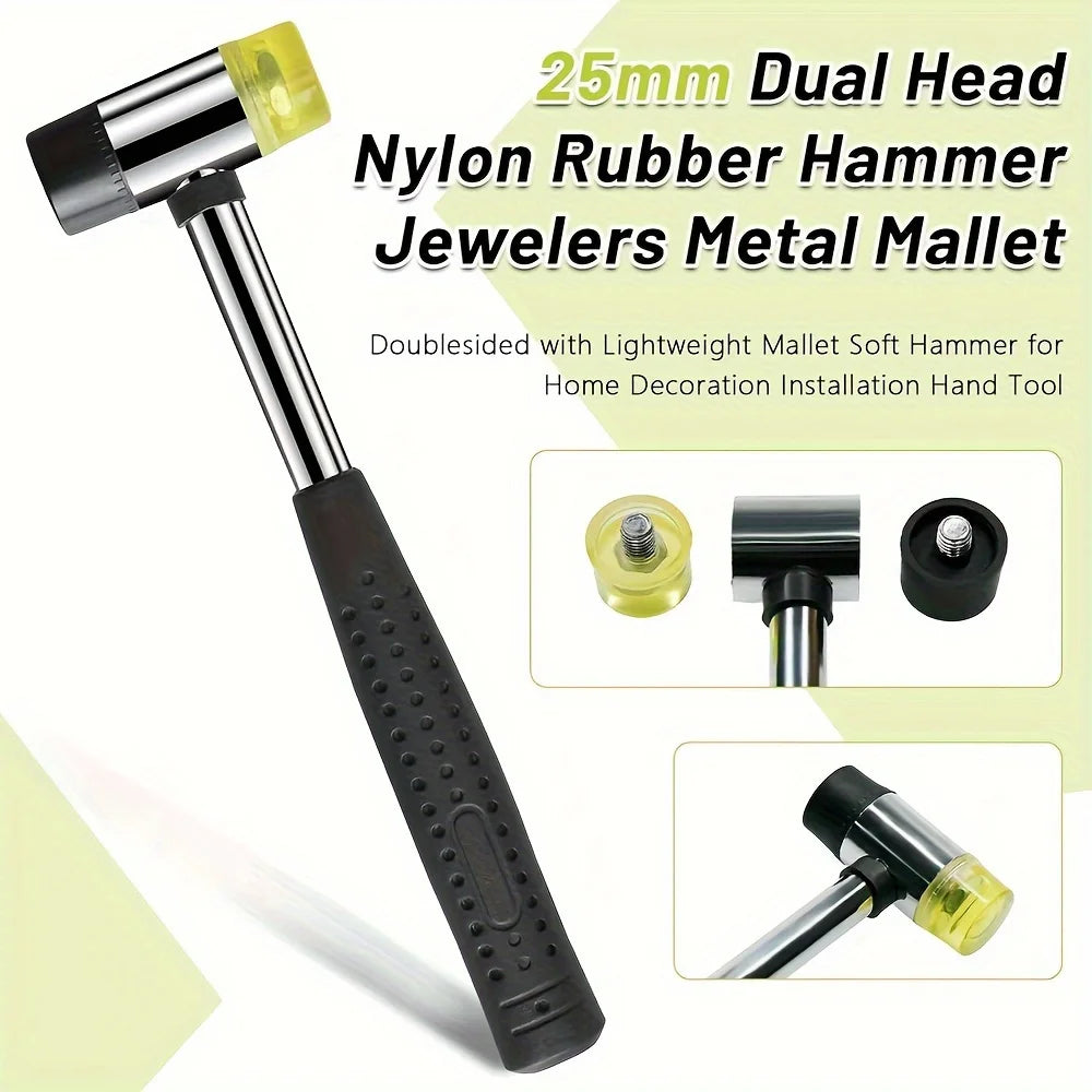 Double-Sided Rubber Mallet – Soft Plastic Hammer for Jewelry, Leather Craft, Woodwork, and Flooring Installation