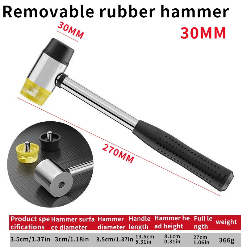Rubber Mallet, Dual Head Soft Hammer, Insulated Detachable Handle for DIY & Home Tools,20/25/30/35/40mm
