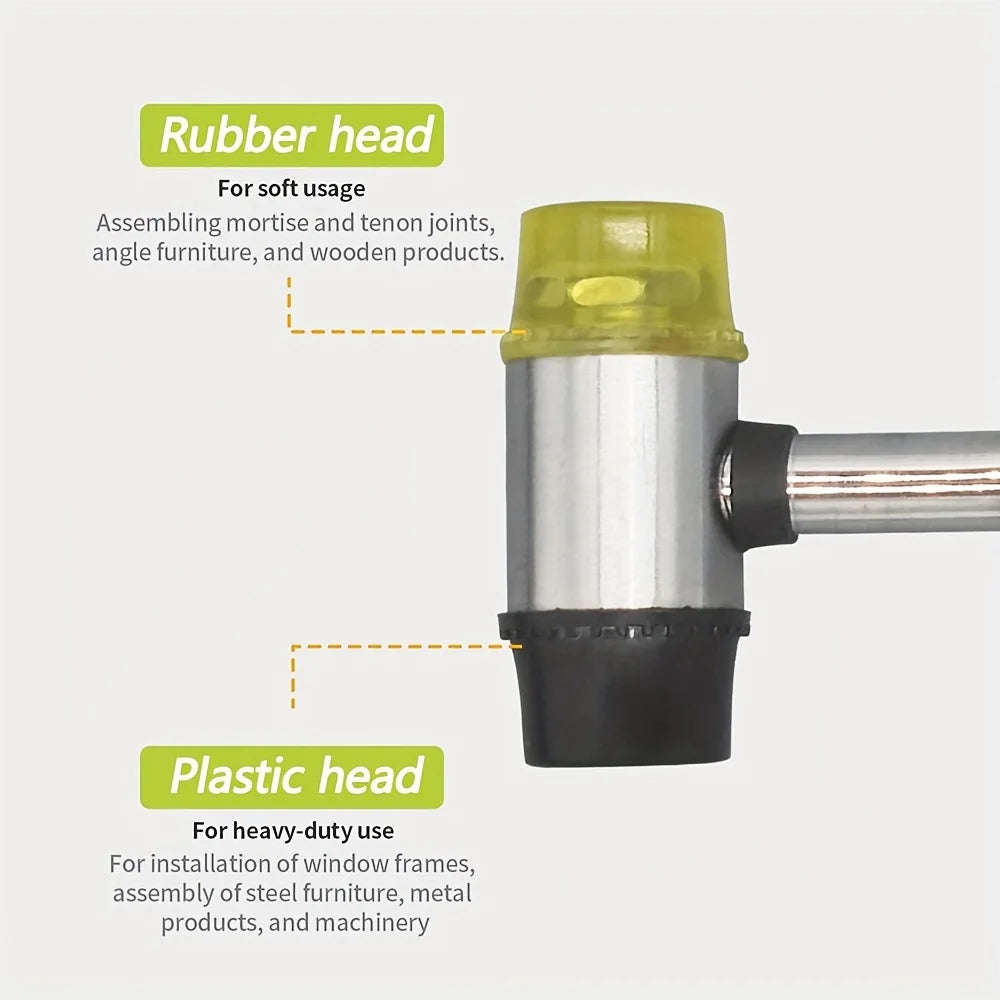 Double-Sided Rubber Mallet – Soft Plastic Hammer for Jewelry, Leather Craft, Woodwork, and Flooring Installation