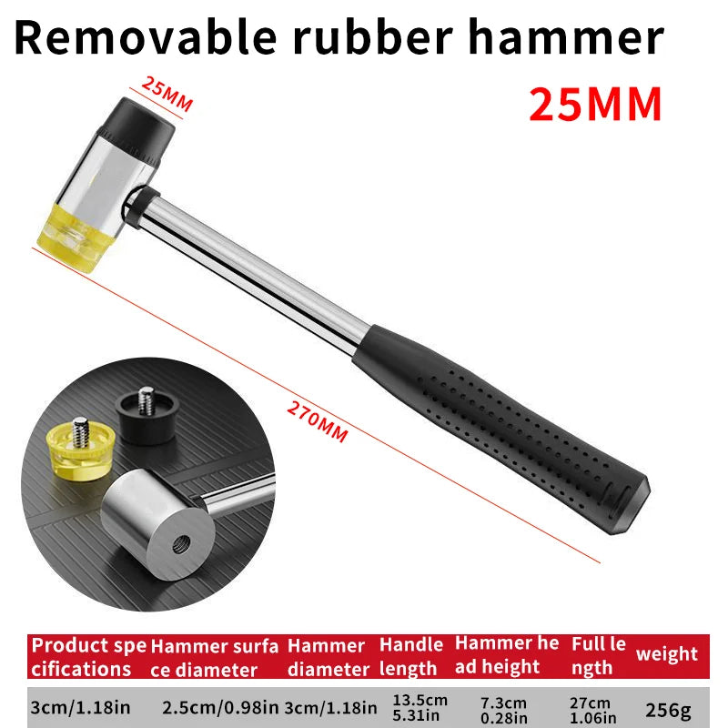 Rubber Mallet, Dual Head Soft Hammer, Insulated Detachable Handle for DIY & Home Tools,20/25/30/35/40mm