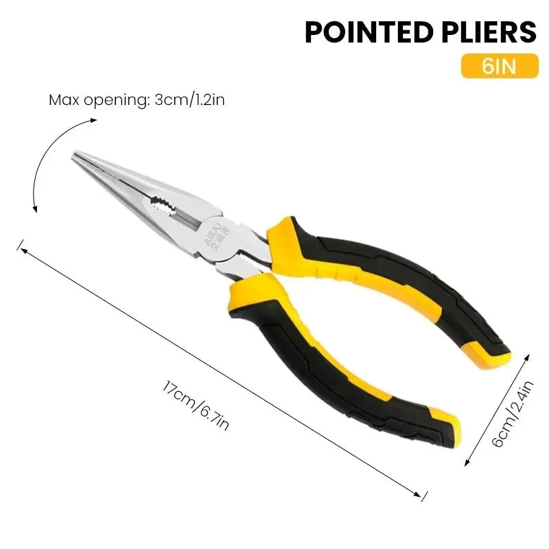 3 Types Of Pliers,Including 8-Inch Wire Pliers,6-Inch Pointed Nose Pliers, And Diagonal Pliers Suitable For Household Use