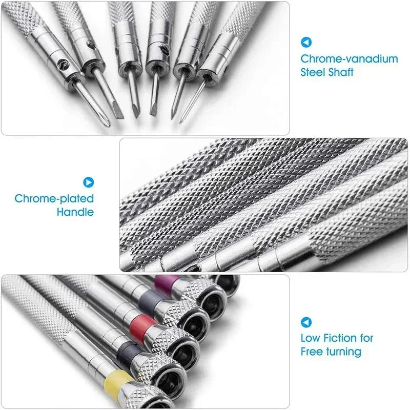 0.8-1.6mm Steel Screwdriver for Watch Repairing Portable Watch Tools Band Removal with Mini Link Pins Watchmaker Tools