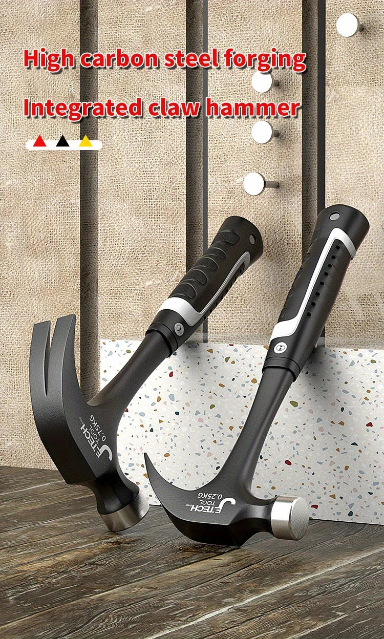 1pc Integrated Claw Hammer, Professional Woodworking Joinery Home Carpentry Hand Hammer, Nail Hammer, Non-Slip Multifunctional H