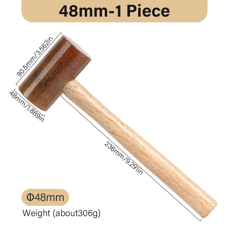 WUTA 100% Rawhide-head Mallet Leather Craft Hammer Stamping Jewelry Leather Worker Craft Tool Good Buffering Capacity 48mm 42mm