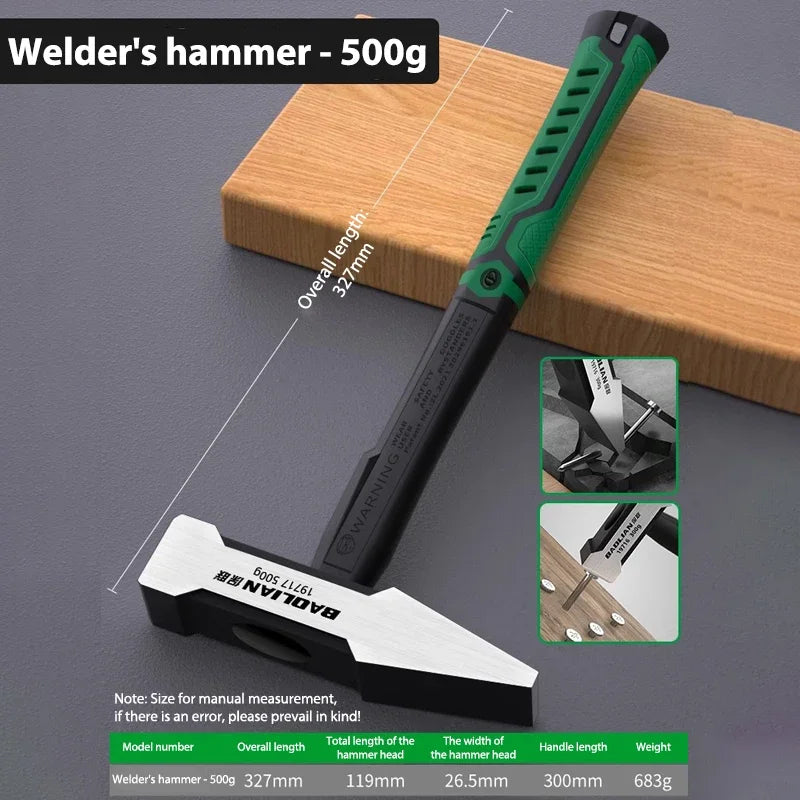 1Pc Flat Head Hammer High-carbon Steel Fitter Hammer 200G/300G/500G Plastic Coated Duckbill Hammer Hardware Tools Building Decor