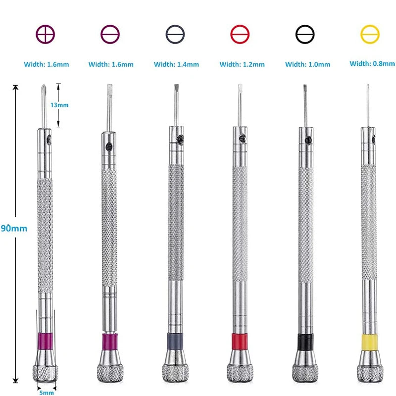 0.8-1.6mm Steel Screwdriver for Watch Repairing Portable Watch Tools Band Removal with Mini Link Pins Watchmaker Tools