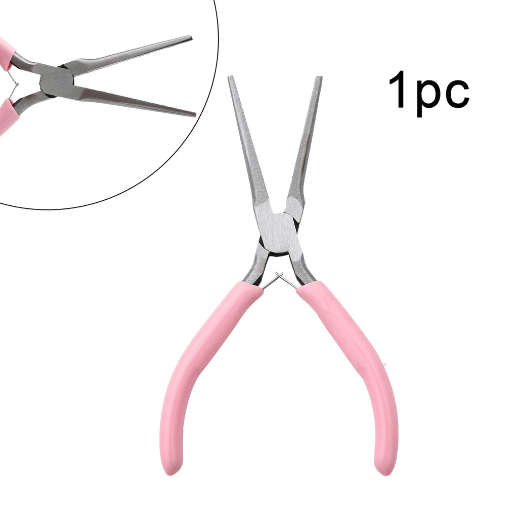 1/5/10pcs Pink Color Handle Anti-slip Splicing and Fixing Jewelry Pliers Tools & Repair Kit, for DIY Jewelery Making