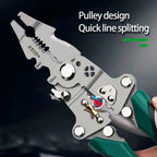 Foldable wire stripper, pulley design multi-function electrician wire splitter wire winding pliers crimping pliers hand tool