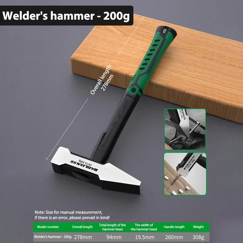 1Pc Flat Head Hammer High-carbon Steel Fitter Hammer 200G/300G/500G Plastic Coated Duckbill Hammer Hardware Tools Building Decor