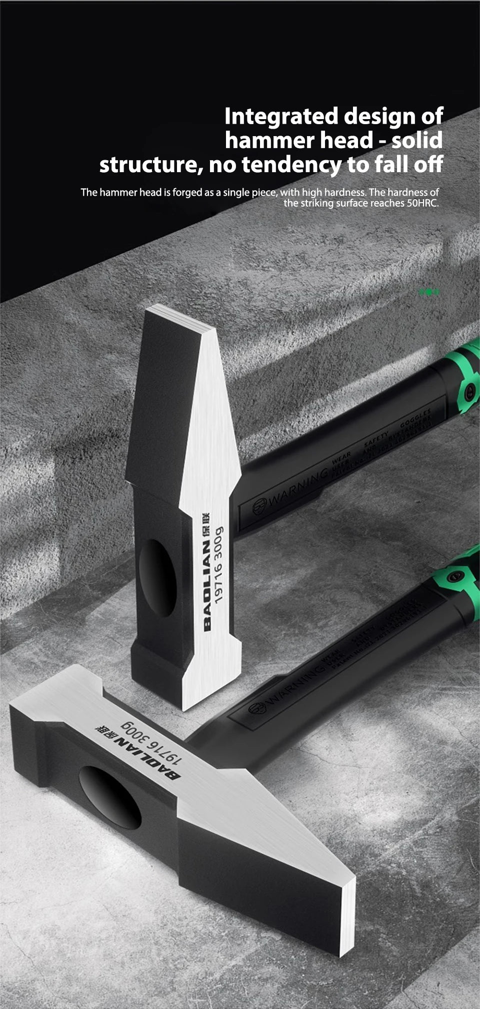 1Pc Flat Head Hammer High-carbon Steel Fitter Hammer 200G/300G/500G Plastic Coated Duckbill Hammer Hardware Tools Building Decor