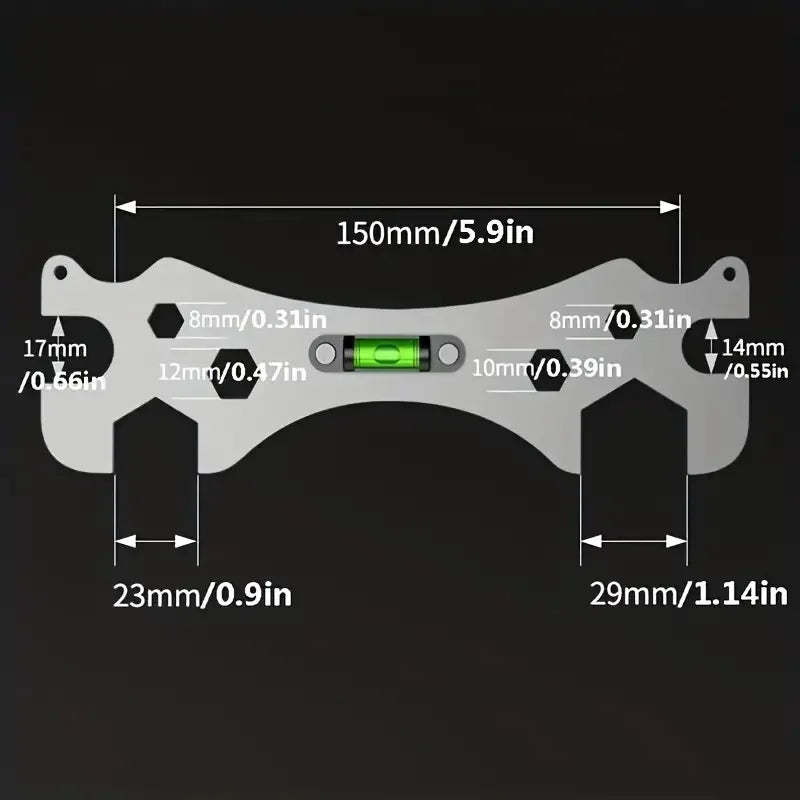 Multifunctional Stainless Steel Bathroom Wrench Tool Shower Installation Hexagonal Level Faucet  Angle Ruler Distance  Measuring
