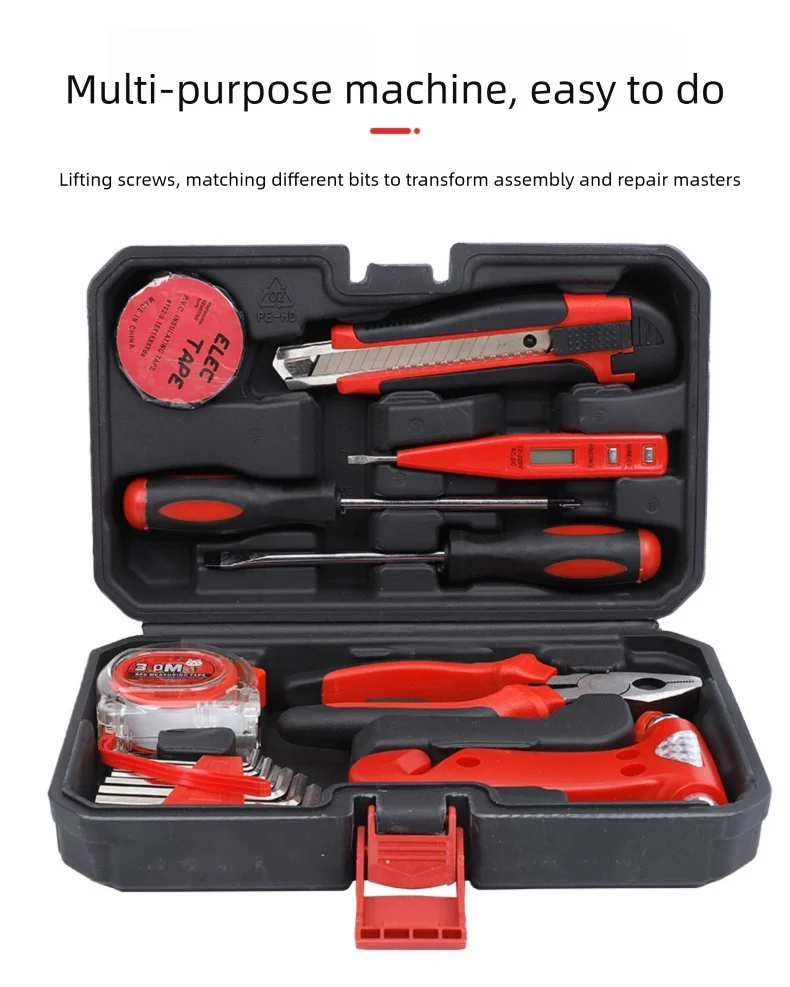 ZTEN New Multi-functional Hardware Toolbox Repair And Installation Hardware Tool Set With Safety Hammer Sheep Horn Hammer