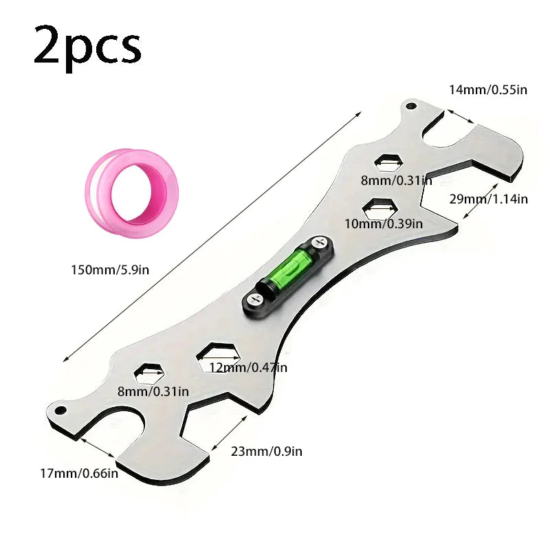 Multifunctional Stainless Steel Bathroom Wrench Tool Shower Installation Hexagonal Level Faucet  Angle Ruler Distance  Measuring