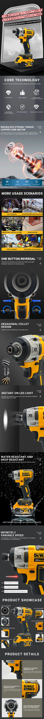 Dewalt DCF887 Brushless Electric Impact Driver Cordless Screwdriver Electric Impact Drill For Dewalt 20V Battery