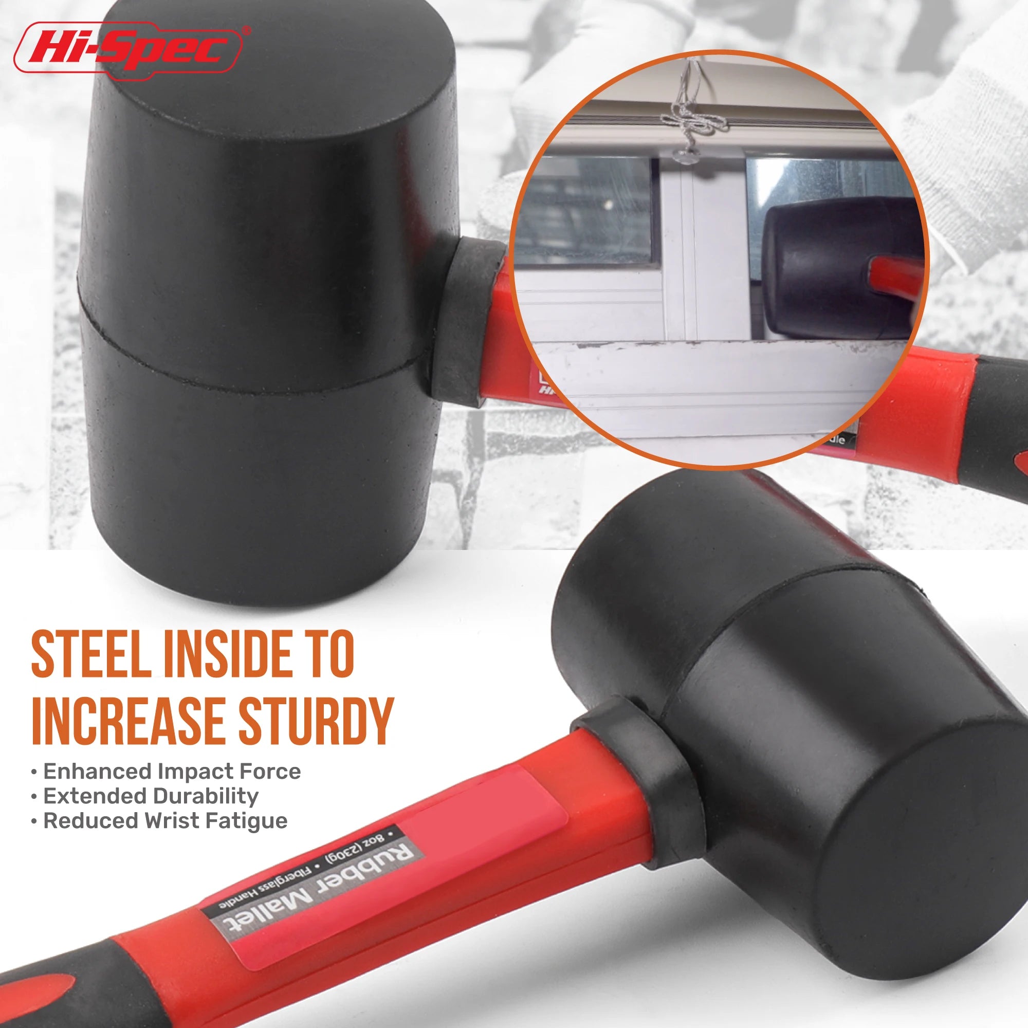 Hi-Spec 1PC Heavy Duty Mallet Rubber Hammer Double Faced Household Mini Hammer Rubber Mallet Hammer Hand Mini Tool 8/12/16/24 Oz