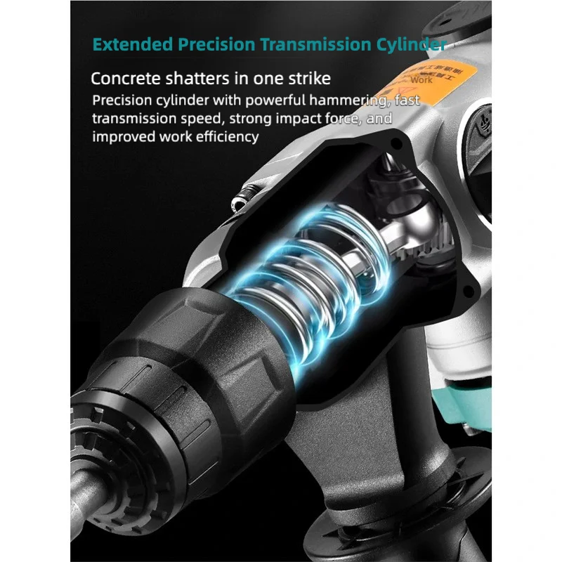 BODA 1500W Brushless Power Hammer 6000RPM Impact For Concrete Brick Steel 30mm Cylinder 0.1s Smart Clutch Vibration Control