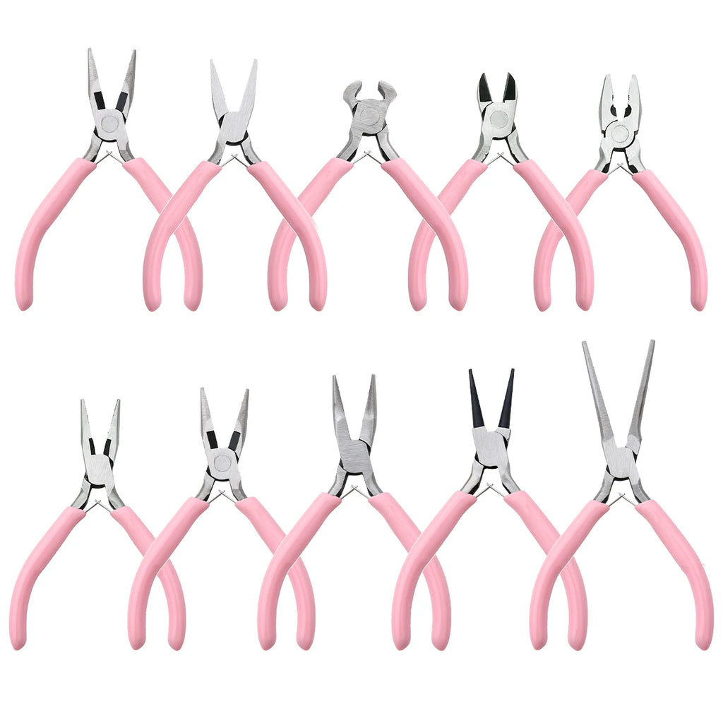 1/5/10pcs Pink Color Handle Anti-slip Splicing and Fixing Jewelry Pliers Tools & Repair Kit, for DIY Jewelery Making