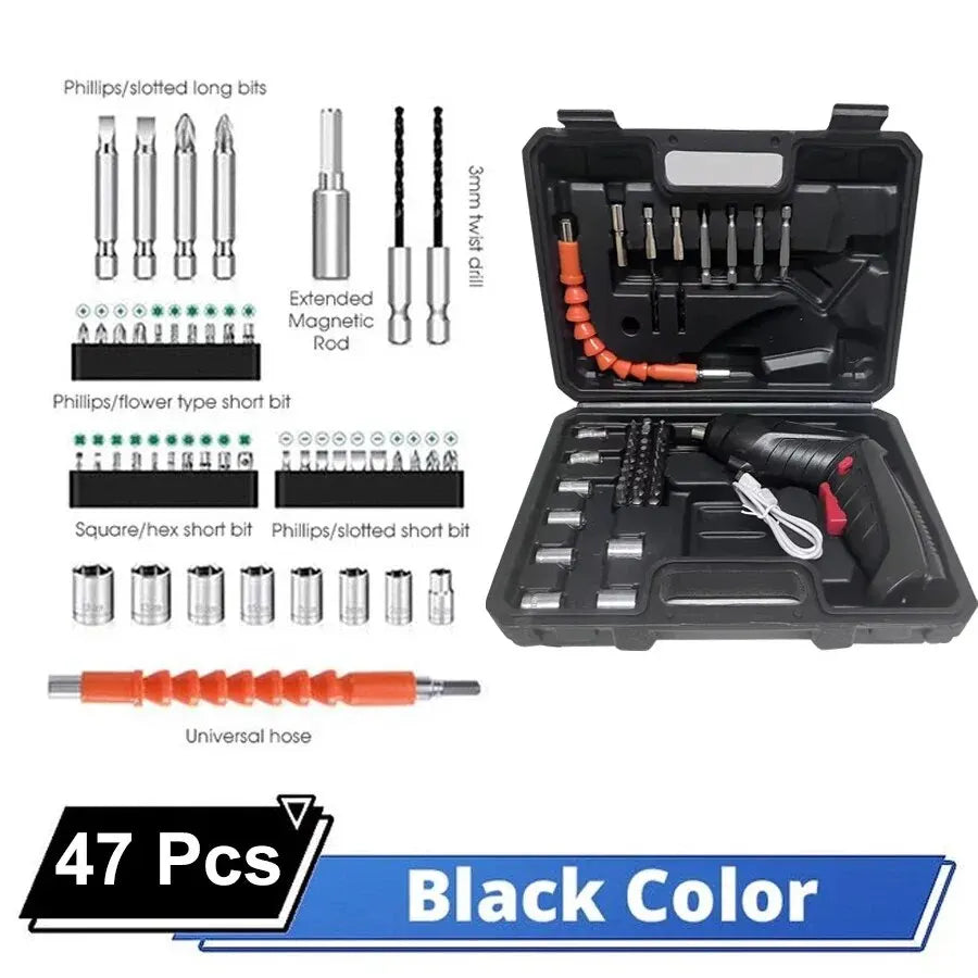 ZSKJ 3.6V Cordless Electric Screwdriver Kit Rechargeable 500mAh Lithium Battery Screwdriver Drill Kit Folding Home Power Tools