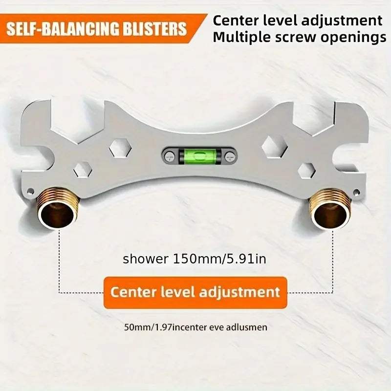 Multifunctional Stainless Steel Bathroom Wrench Tool Shower Installation Hexagonal Level Faucet  Angle Ruler Distance  Measuring