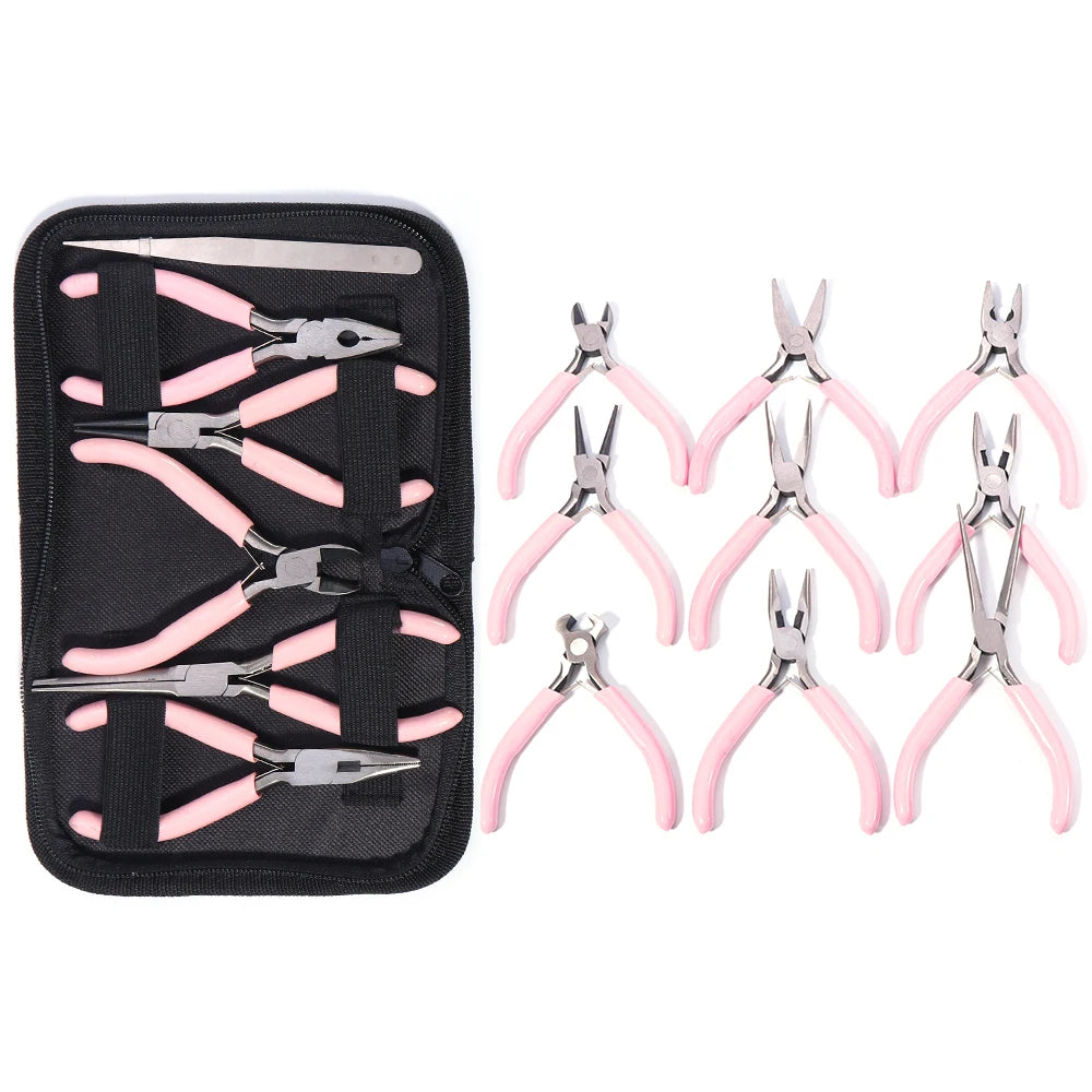 Portable Pink Color Stainless Steel Pliers Tools Round Nose Cutting Wire Pliers For Crafts Beading DIY Jewelry Making Supplies