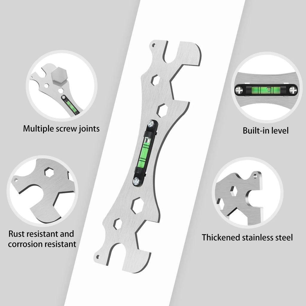 Multifunctional Stainless Steel Bathroom Wrench Tool Shower Installation Hexagonal Level Faucet  Angle Ruler Distance  Measuring