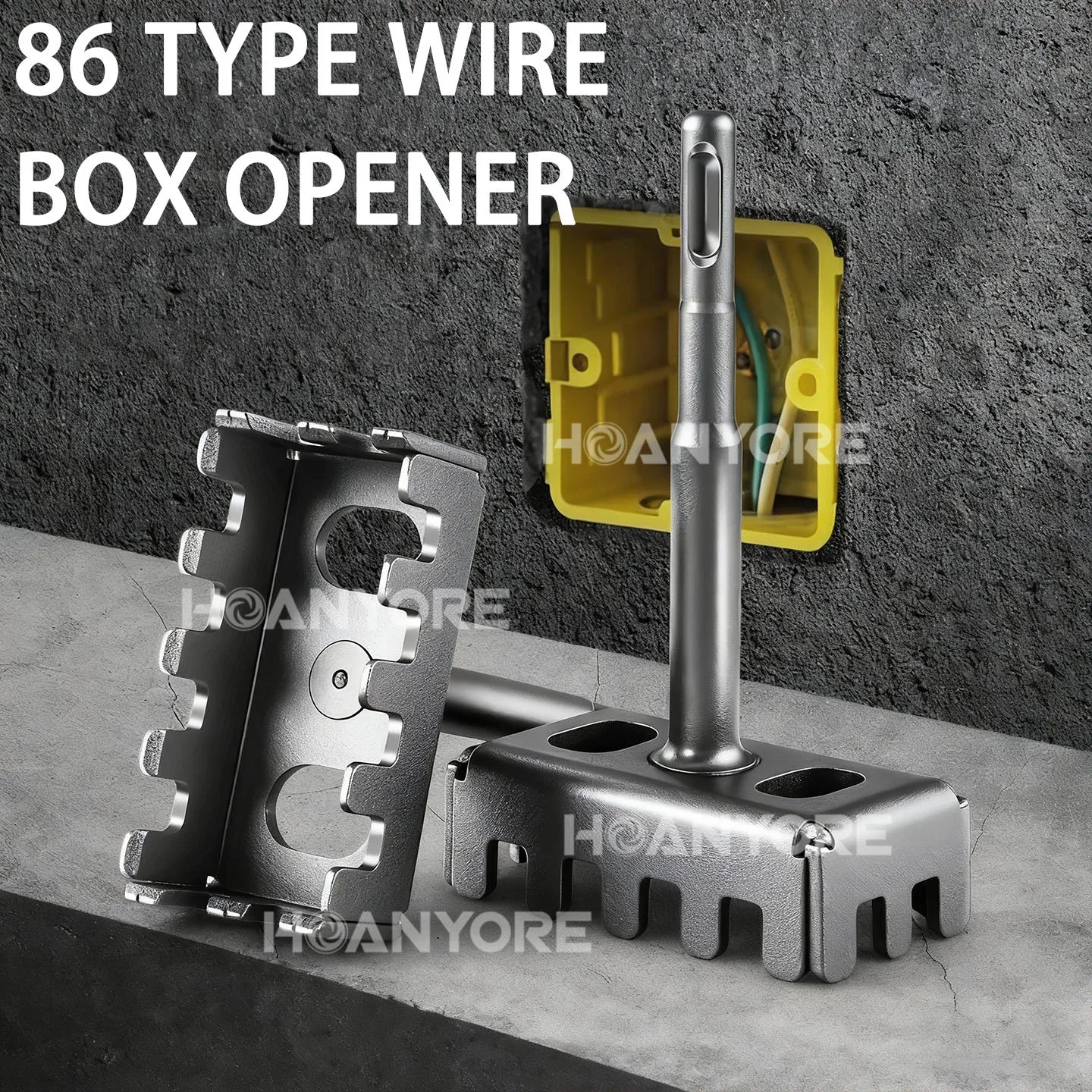 86 hole opener, wire box slotter, electric hammer, square handle, fast square and hard water electrician essential