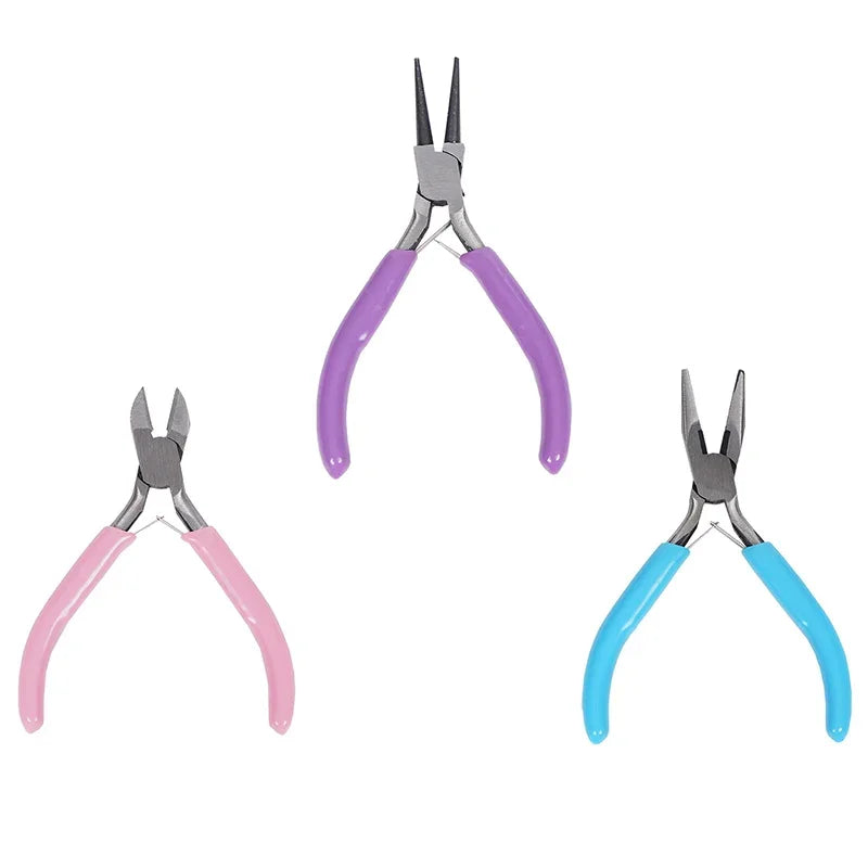 3Pcs Jewelry Pliers Set Includes Needle Nose Pliers, Round Nose Pliers, Wire Cutters for Jewelry Beading Repair Making Supplies