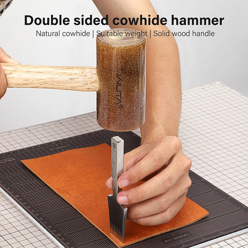 WUTA 100% Rawhide-head Mallet Leather Craft Hammer Stamping Jewelry Leather Worker Craft Tool Good Buffering Capacity 48mm 42mm