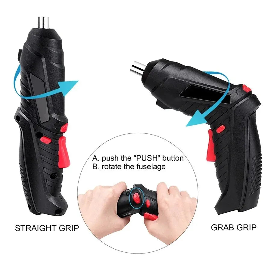 ZSKJ 3.6V Cordless Electric Screwdriver Kit Rechargeable 500mAh Lithium Battery Screwdriver Drill Kit Folding Home Power Tools