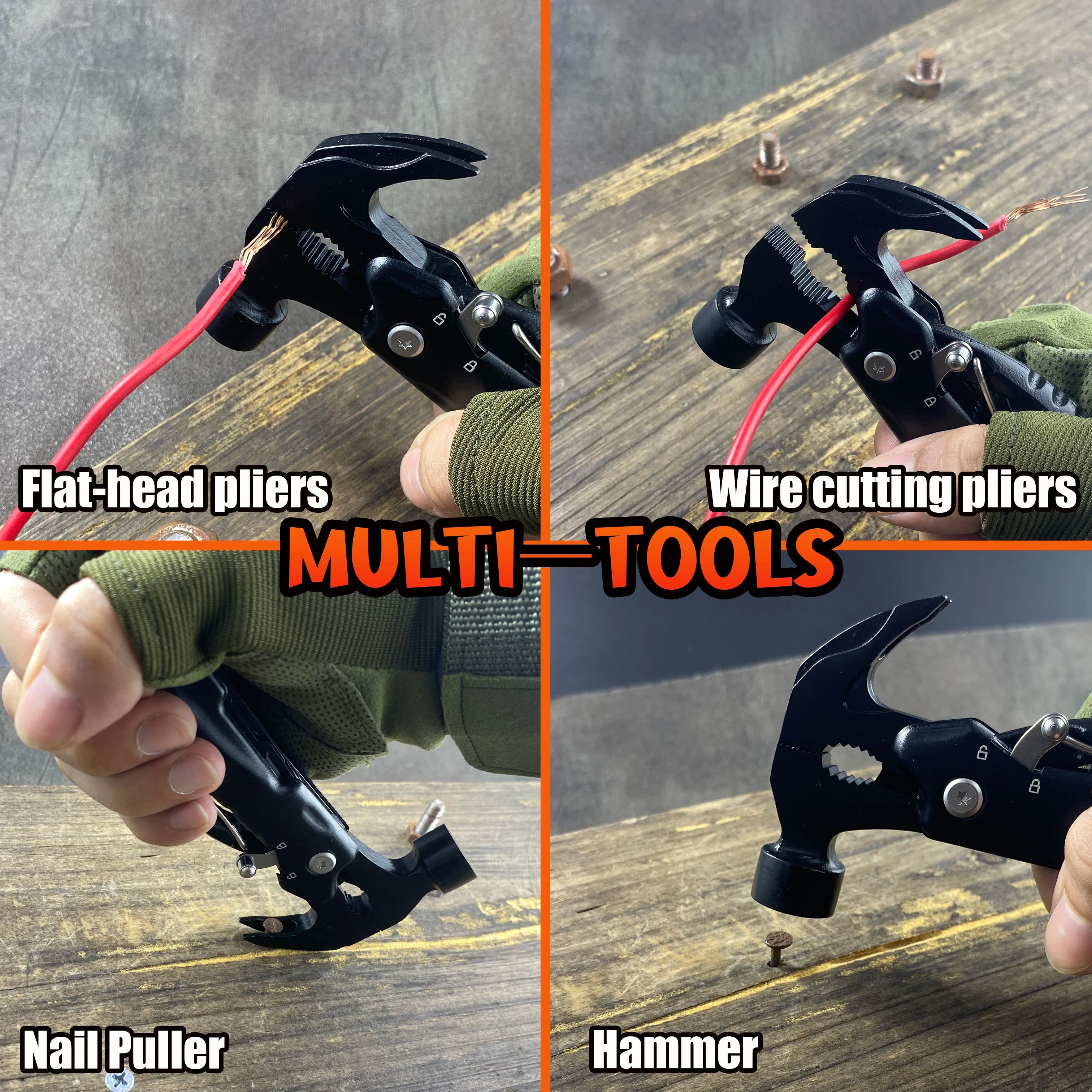 Multi-functional claw hammer, multi-purpose mini hammer, outdoor camping and mountaineering tools, multi-tool pliers, men's gift