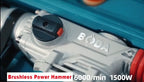 BODA 1500W Brushless Power Hammer 6000RPM Impact For Concrete Brick Steel 30mm Cylinder 0.1s Smart Clutch Vibration Control