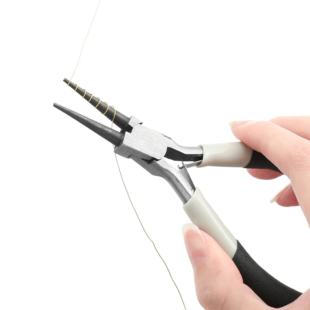 6pcs/Set Jewelry Pliers Tools Kit Needle Chain Round Nose Pliers Tweezers with Open Rings for DIY Jewelry Making Repair Tool