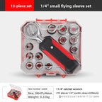 13-48pcs Socket Set Wrench Auto Repair Tool Mixed Tool Set Hand Tool Kit with Plastic Toolbox Storage Case for Home Garage