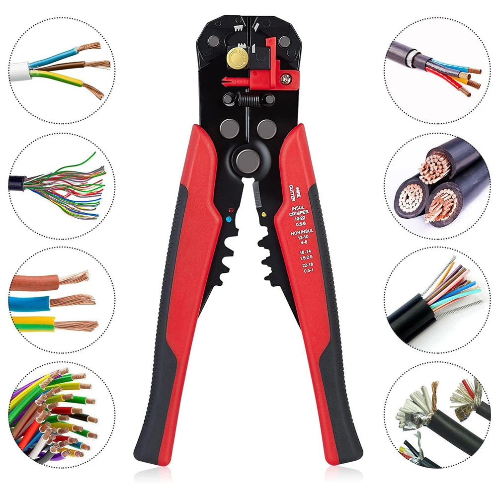 3 in 1 Self-Adjusting Wire Stripper Cutter,Crimping Tool Wire Pliers for Wire Stripping, Cutting,Crimping 10-24 AWG (0.2-6.0mm²