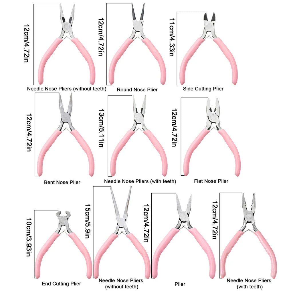 1/5/10pcs Pink Color Handle Anti-slip Splicing and Fixing Jewelry Pliers Tools & Repair Kit, for DIY Jewelery Making