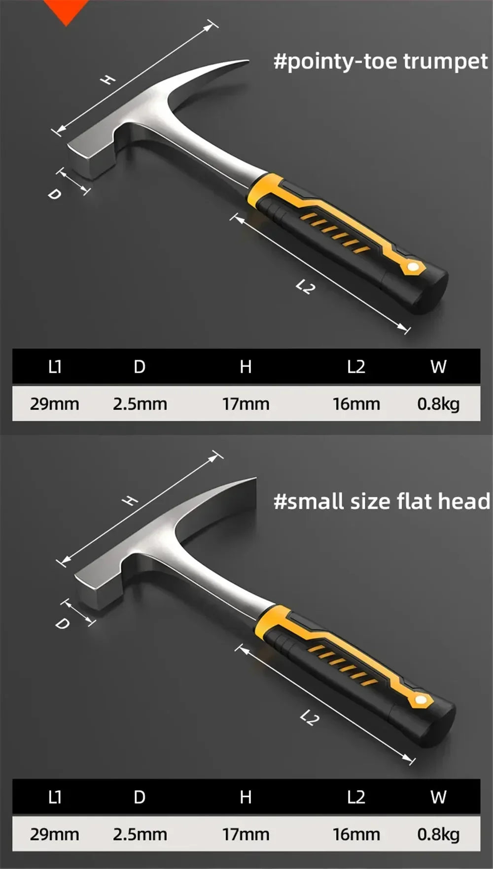 Professional Claw Hammer High Carbon Steel Geological  Hammer Integrated Forging Multifunctional Hardware Tool for Carpenter