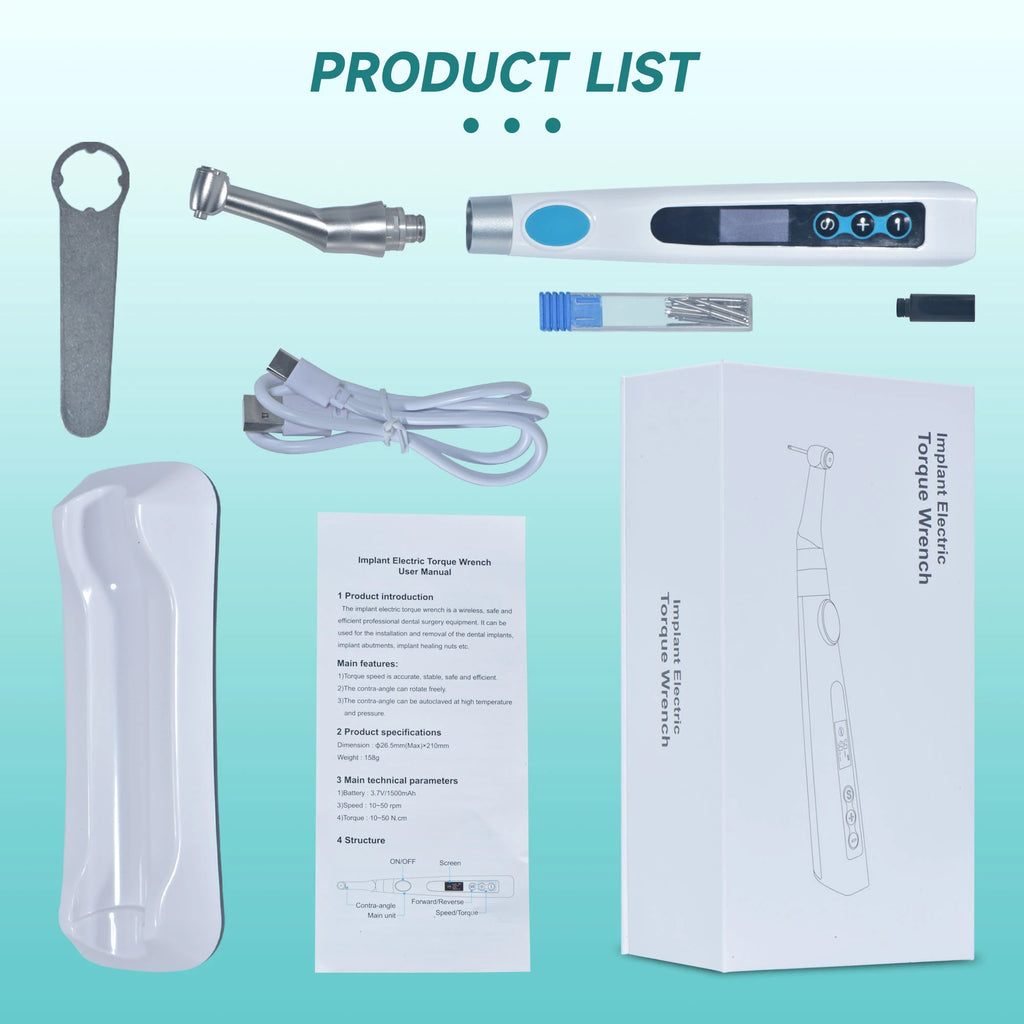 MBM Electric Torque Wrench for Dental Implant Torque Wrench with 16pcs Universal Screwdrivers Contra Angle Implant Tool