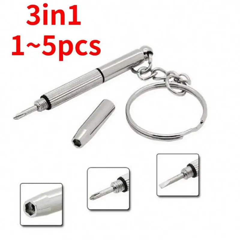 3 In 1 Eyeglass Screwdrivers Repair Kit with Keychain Watch Repair Glasses Screwdriver Recision Screw Driver Tools Accessories