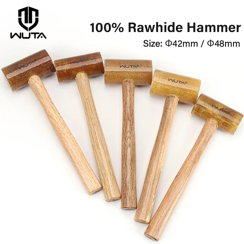 WUTA 100% Rawhide-head Mallet Leather Craft Hammer Stamping Jewelry Leather Worker Craft Tool Good Buffering Capacity 48mm 42mm