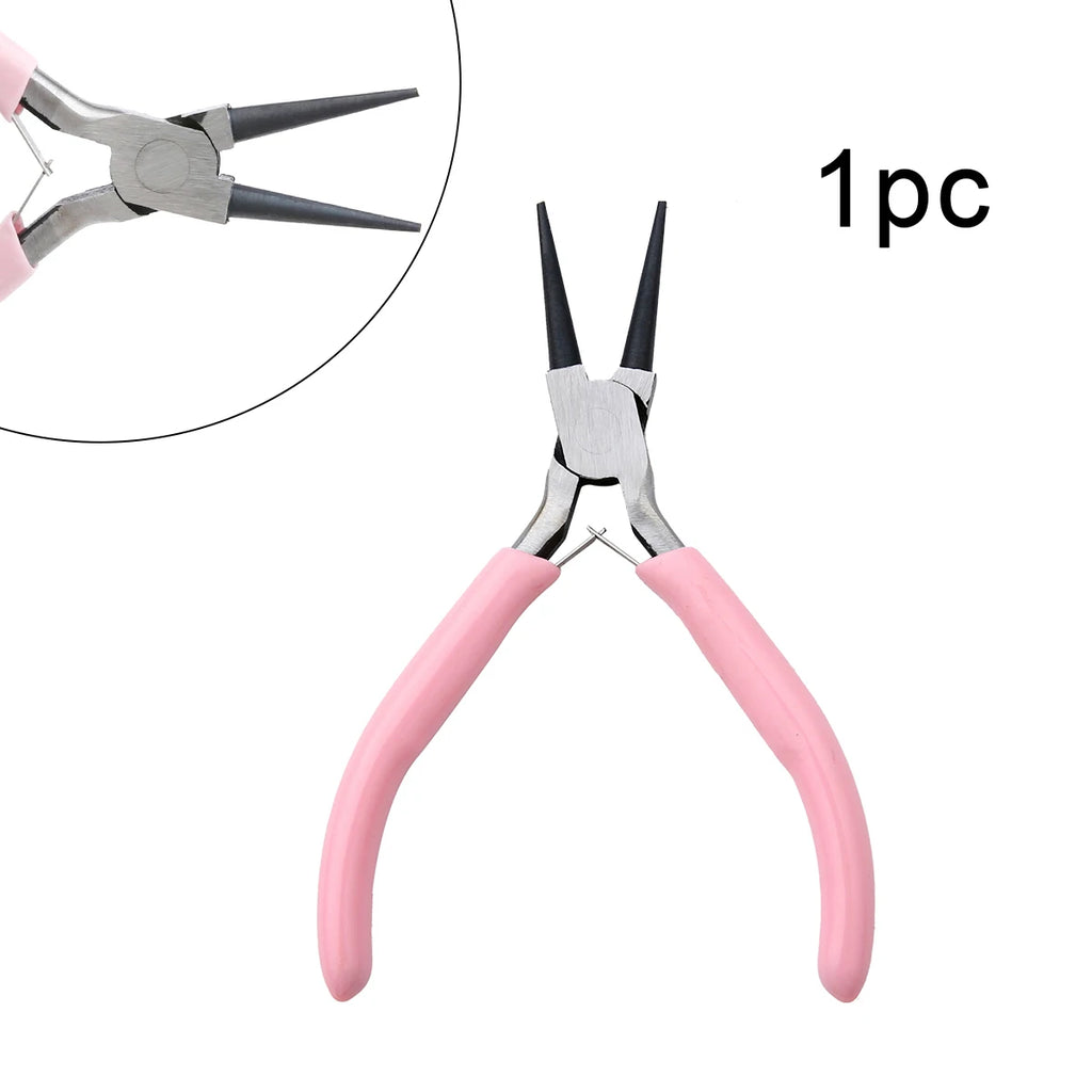 1/5/10pcs Pink Color Handle Anti-slip Splicing and Fixing Jewelry Pliers Tools & Repair Kit, for DIY Jewelery Making