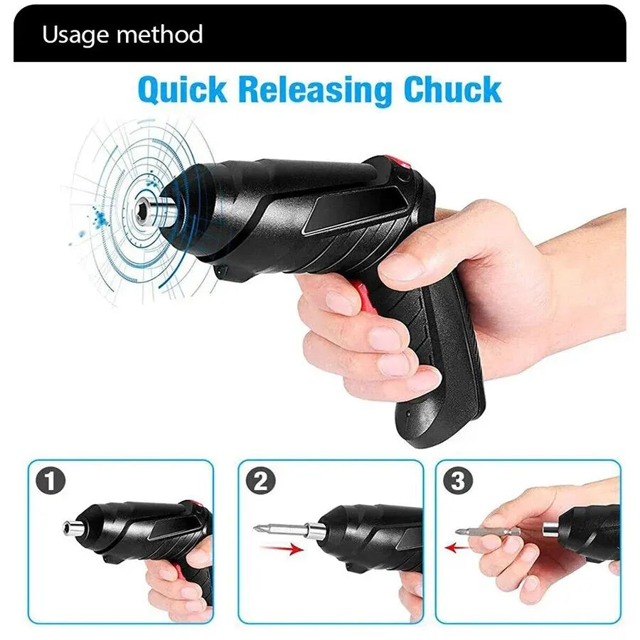 ZSKJ 3.6V Cordless Electric Screwdriver Kit Rechargeable 500mAh Lithium Battery Screwdriver Drill Kit Folding Home Power Tools