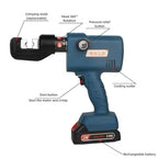 4-70mm Hydraulic Terminal Crimping Tool Electrician Pliers Style, Powered by Lithium-Aluminum Battery