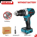ONEVAN 13MM 650N.M Brushless Electric Impact Drill 20+3 Torque Electric Hammer Drill Power Tool For Makita 18V Battery Pin