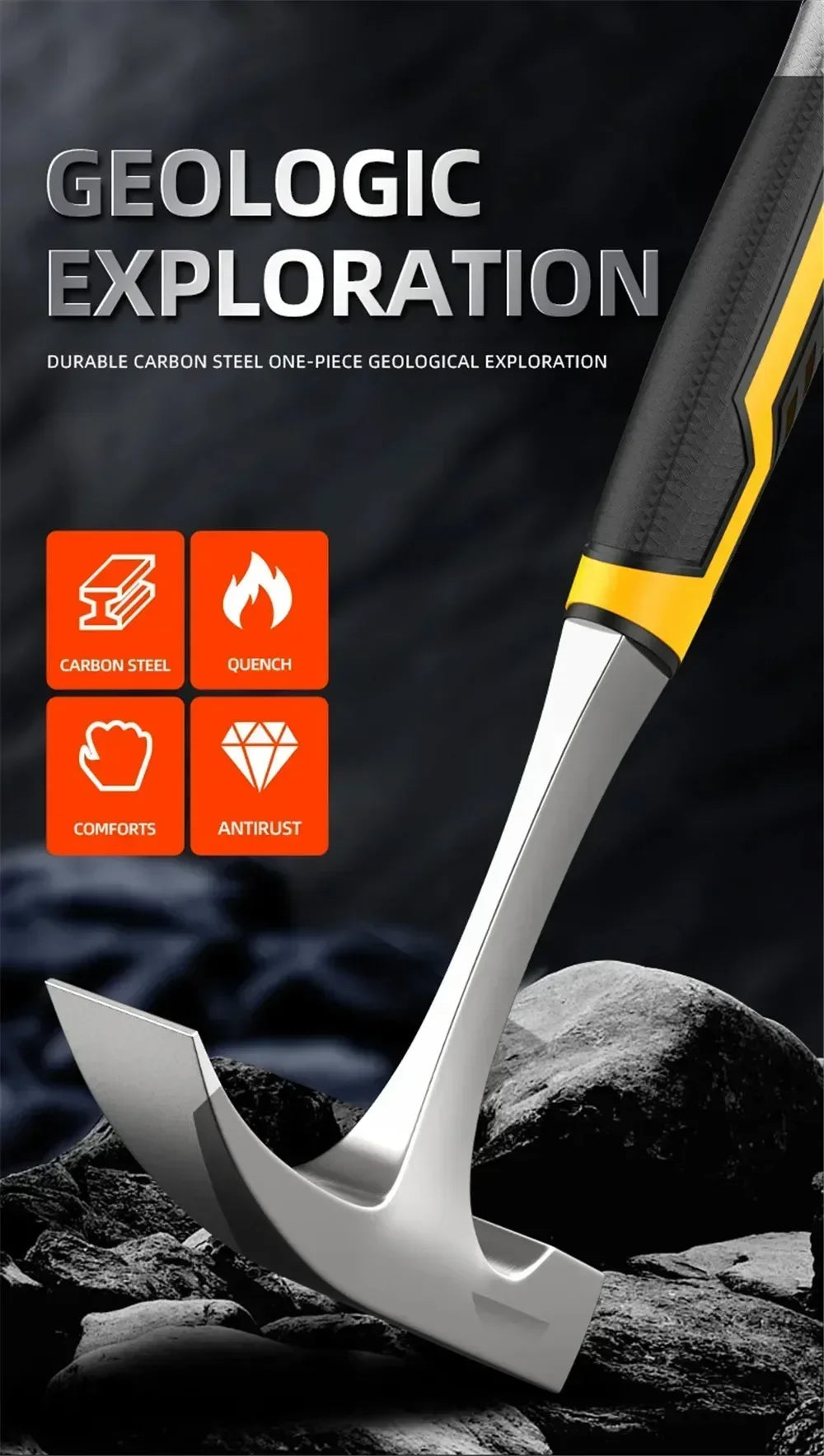 Professional Claw Hammer High Carbon Steel Geological  Hammer Integrated Forging Multifunctional Hardware Tool for Carpenter