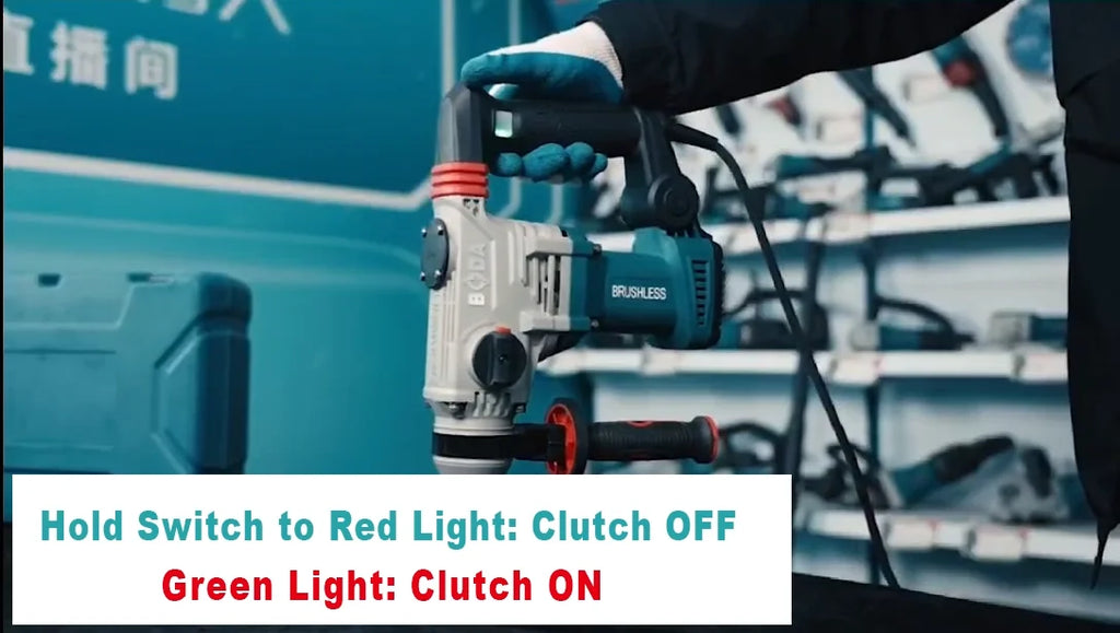 BODA 1500W Brushless Power Hammer 6000RPM Impact For Concrete Brick Steel 30mm Cylinder 0.1s Smart Clutch Vibration Control