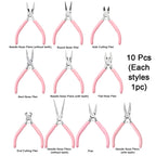 1/5/10pcs Pink Color Handle Anti-slip Splicing and Fixing Jewelry Pliers Tools & Repair Kit, for DIY Jewelery Making