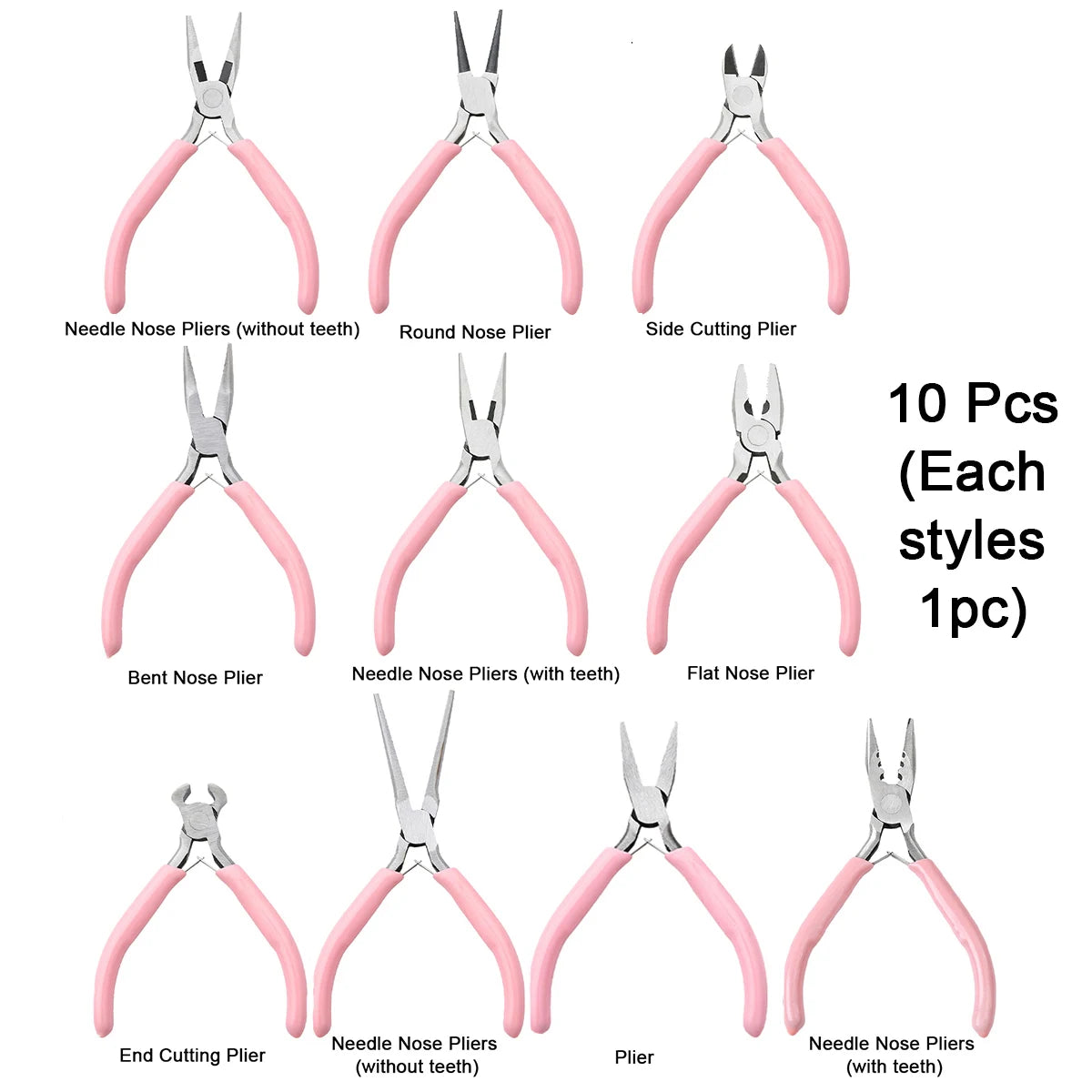 1/5/10pcs Pink Color Handle Anti-slip Splicing and Fixing Jewelry Pliers Tools & Repair Kit, for DIY Jewelery Making